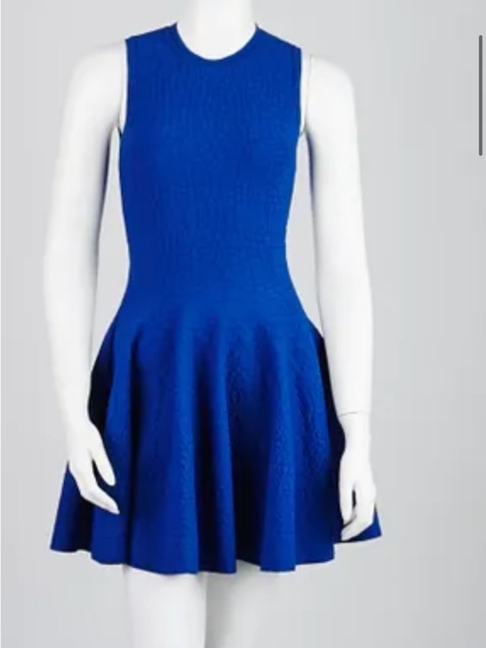 Alexander McQueen Croc Dress Blue Sleeveless Knit Mini Medium Italy 100% silk